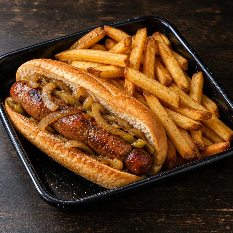 Andouille Link Sandwich w/ Fries at Dubs Famous Fried Chicken